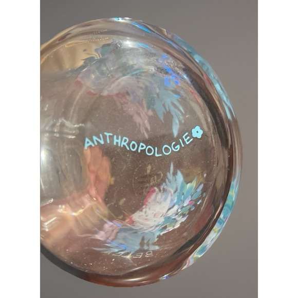 Anthropology Gilded Journey Floral Glass café Vase Gold Rim Bonjour Pitcher Boho - Picture 8 of 9